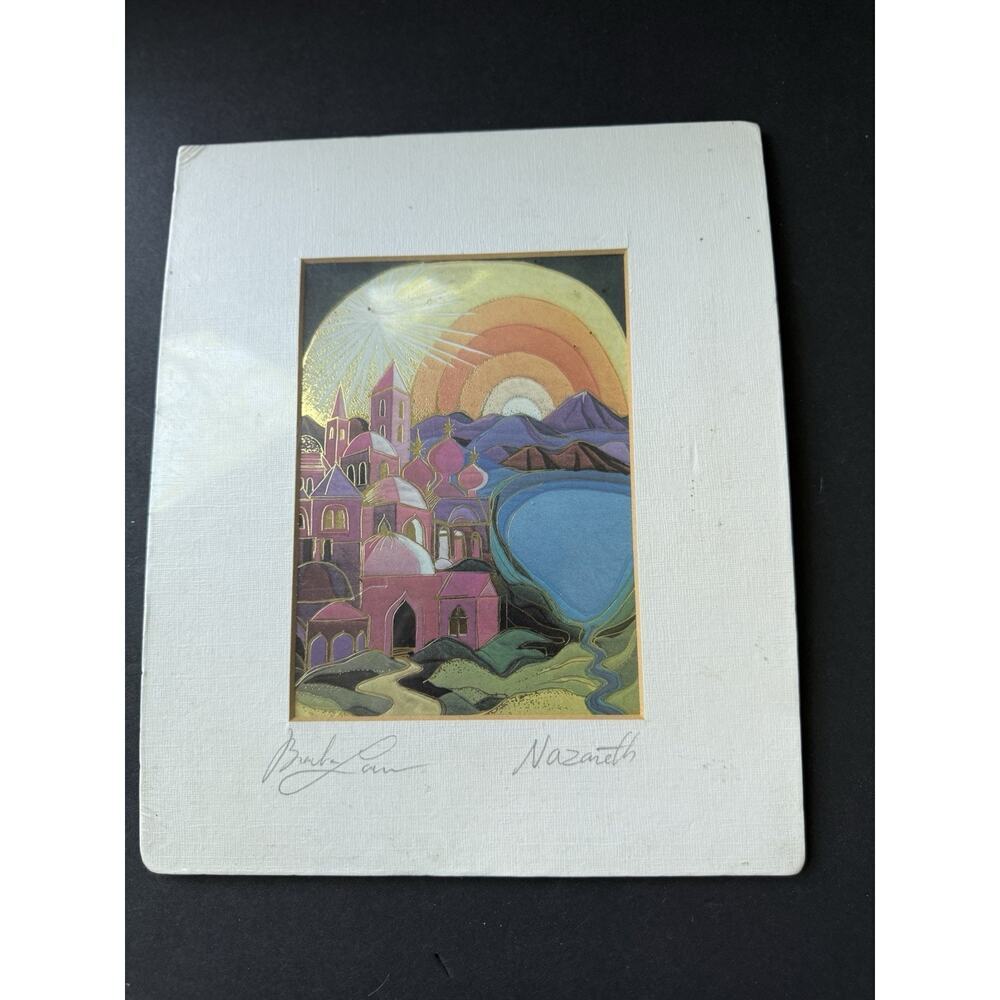 Nazareth And The Sea By Bracca Brym-Lavee Print Signed 5x7 Matted